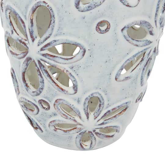 Set of 2 White Ceramic Farmhouse Vase 14", 11"